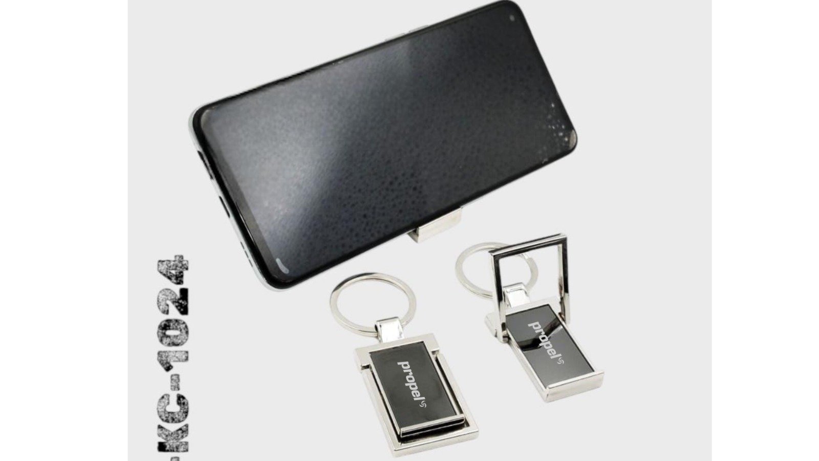 Mobile stand with metal Keychain